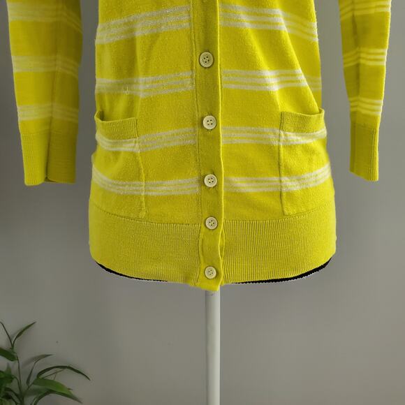 LOFT Women's Yellow Striped Pocket Cardigan Size S - Picture 4 of 10